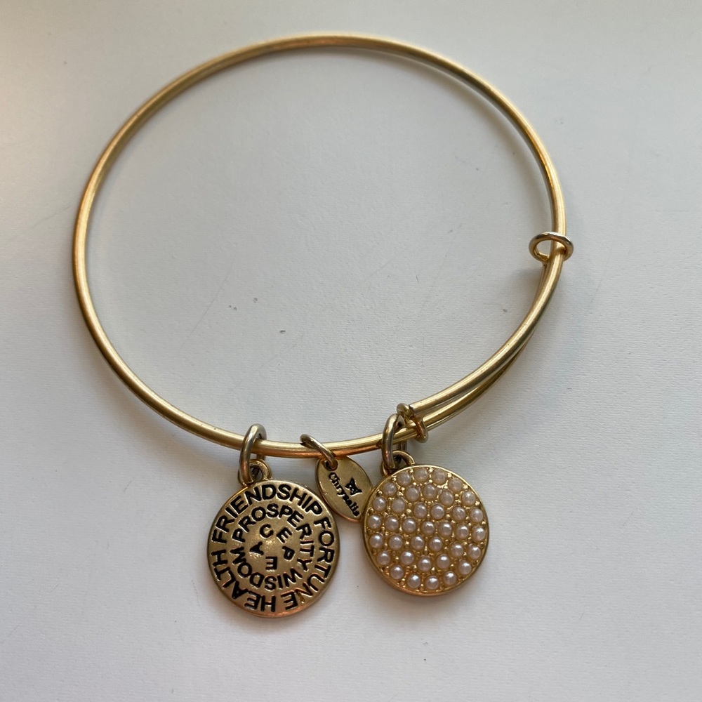 Gold Pearl Charm Bracelet